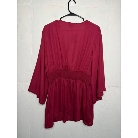 NEW Torrid Sheer Burgundy Babydoll Blouse Size 2X Top - Picture 3 of 7
